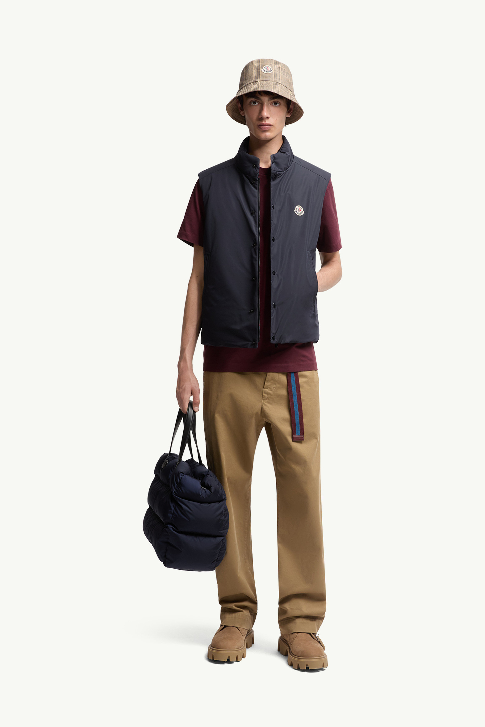 Logo Patch Cotton T-Shirt (Pack of Three) Men White & Navy Blue & Burgundy Moncler 0